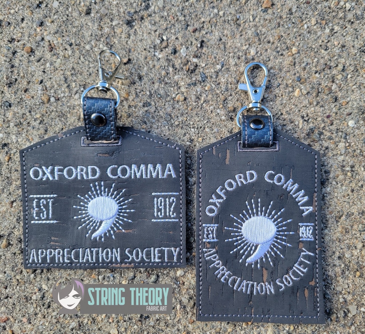 Oxford Comma ID Badge Holder ITH machine embroidery design