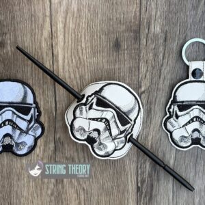 Star Wars Stormtrooper fob patch bun cover ITH machine embroidery design
