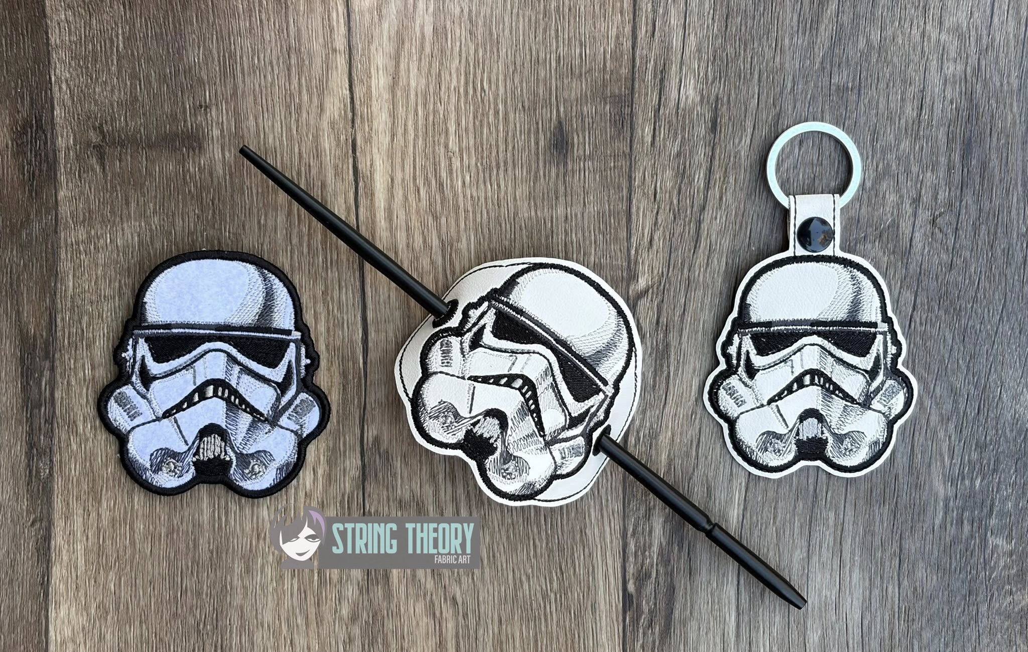 Star Wars Stormtrooper fob patch bun cover ITH machine embroidery design