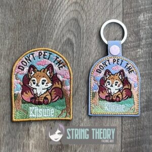 Don't Pet the Chibi Kitsune fob patch ITH machine embroidery design