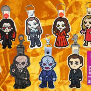 Chibi Buffy the Vampire Slayer snap tab key fob ITH machine embroidery Design