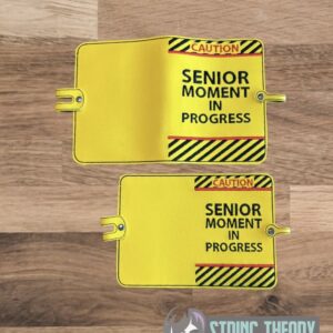 Caution Senior Moment Notebook Cover ITH machine embroidery design