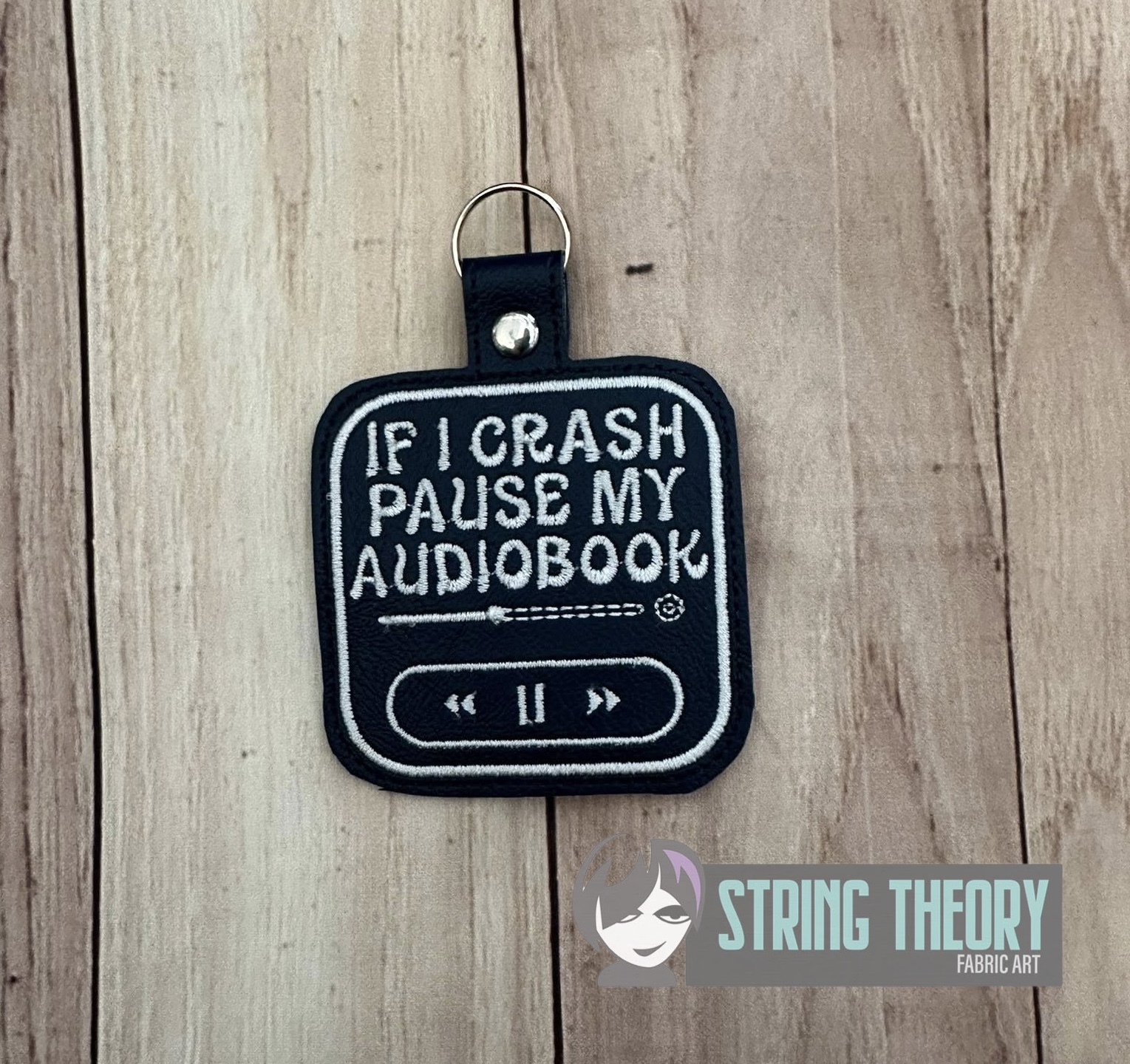 Pause My Audiobook ITH machine embroidery design