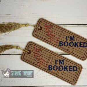 Sorry I'm Booked ITH Bookmark machine embroidery design