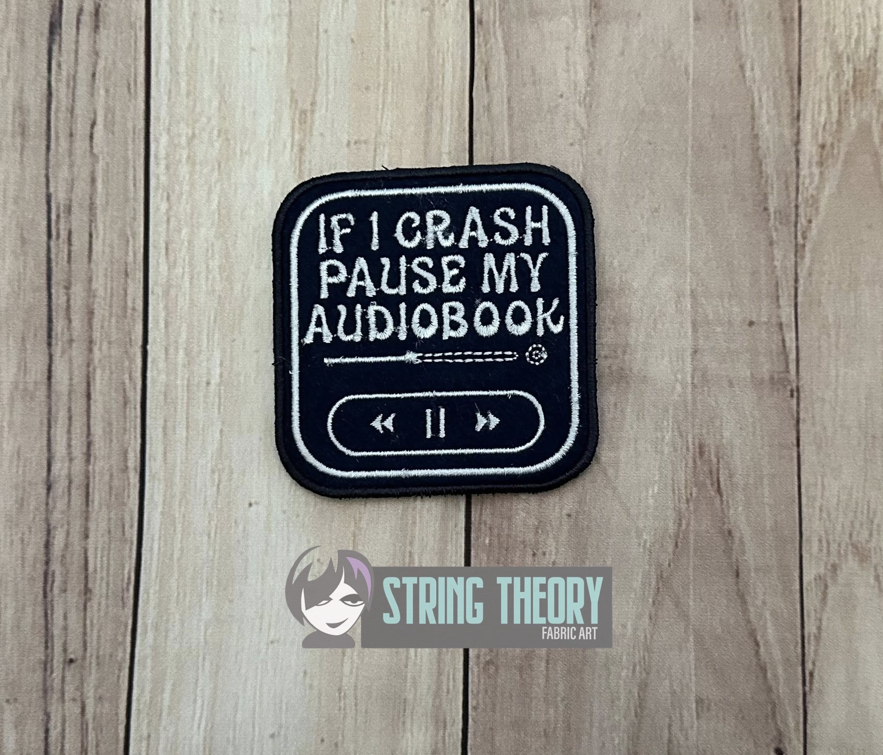 Pause My Audiobook ITH machine embroidery design