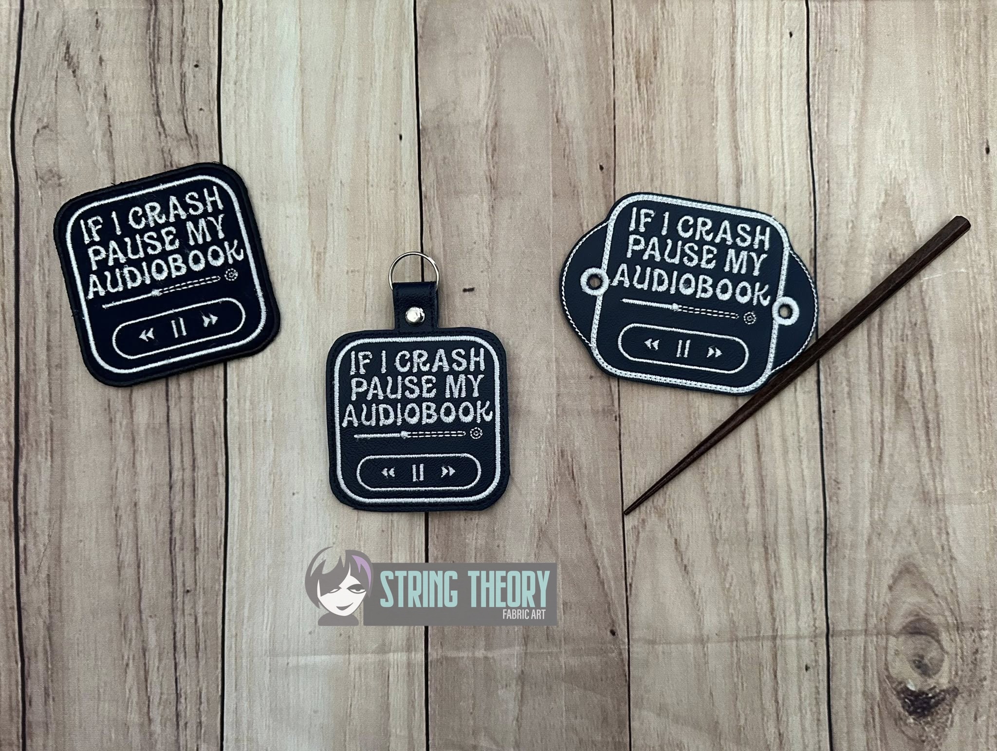 Pause My Audiobook ITH machine embroidery design