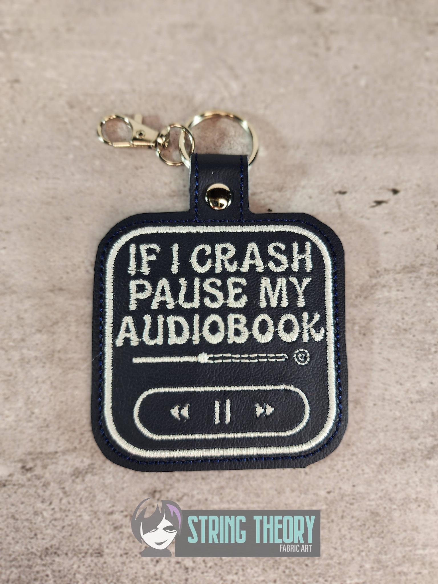 Pause My Audiobook ITH machine embroidery design
