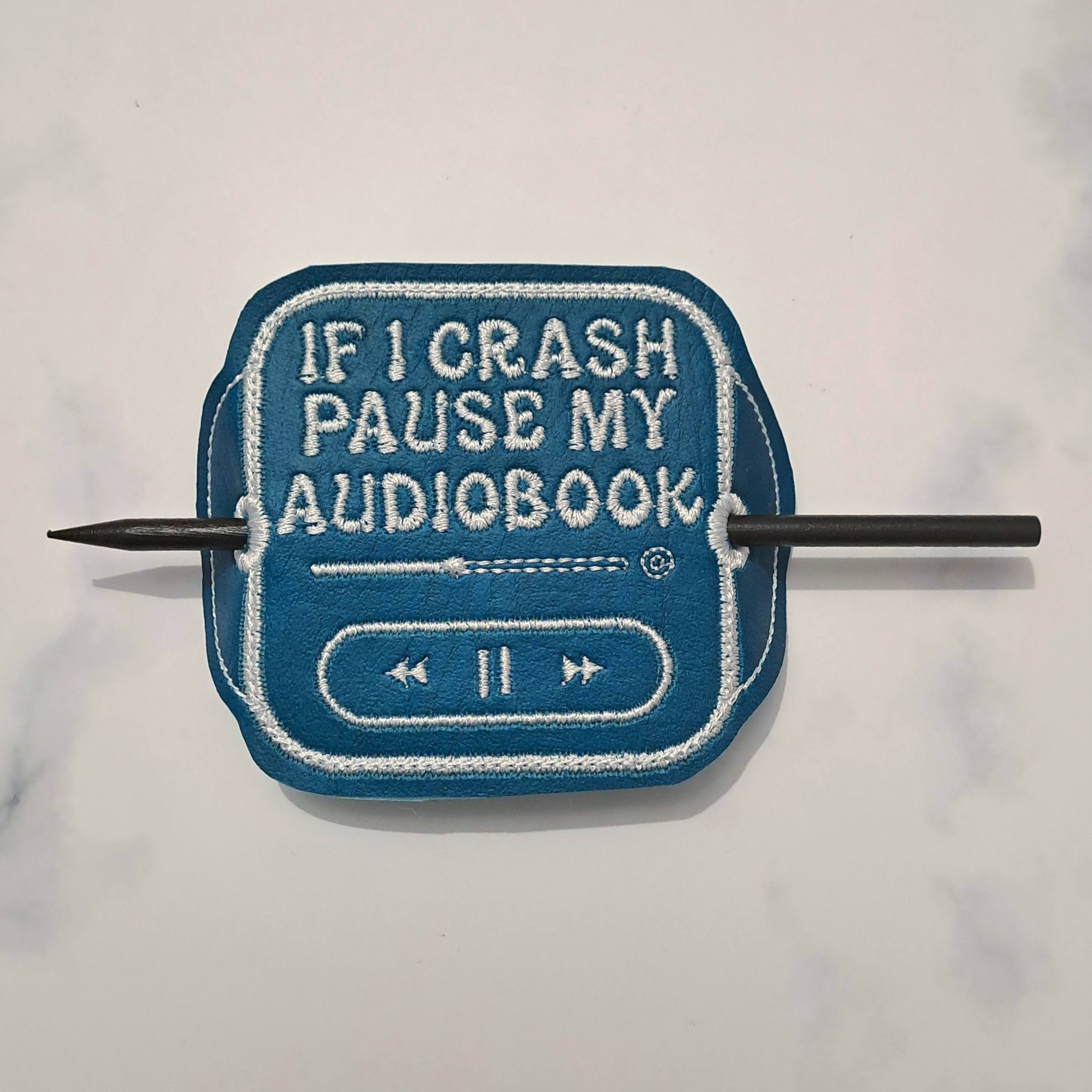 Pause My Audiobook ITH machine embroidery design