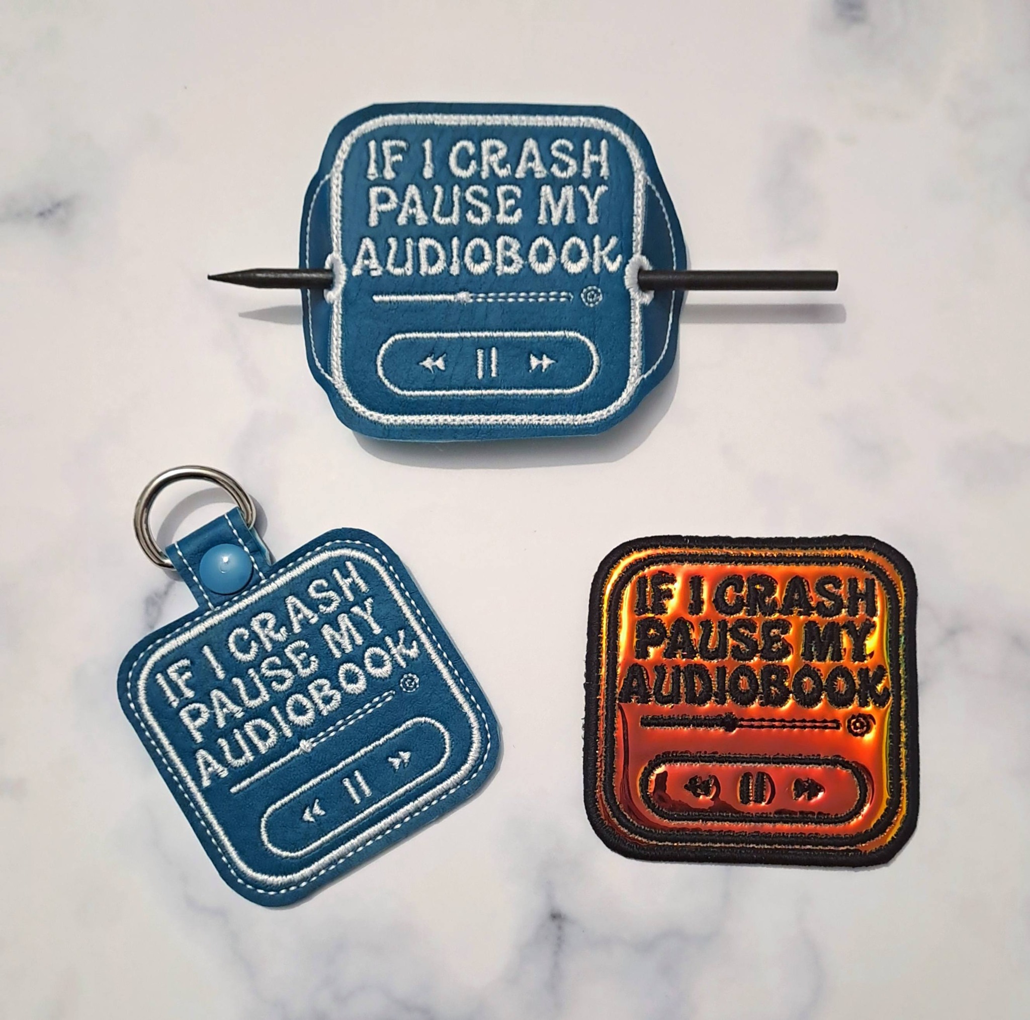 Pause My Audiobook ITH machine embroidery design