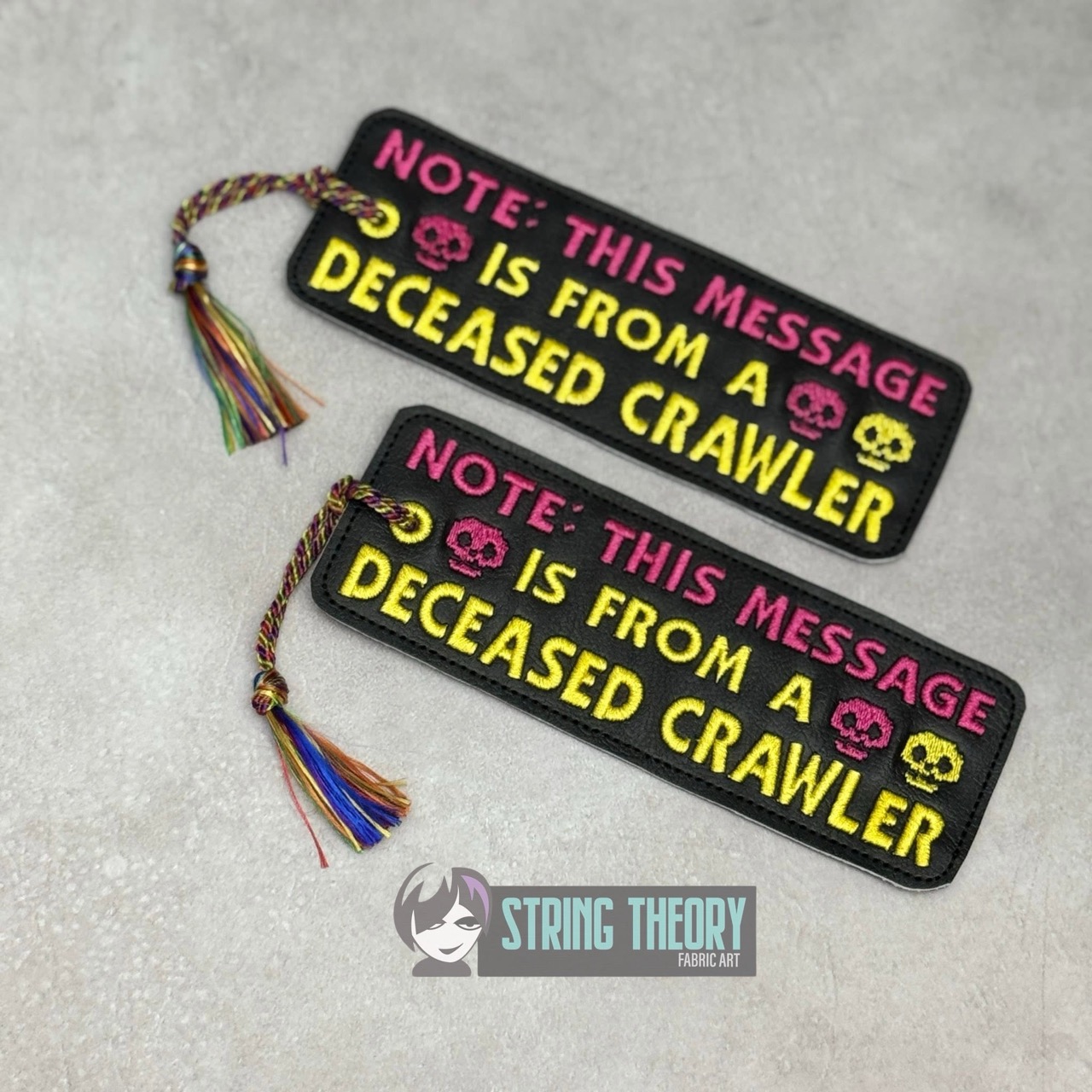 DCC This message is from a deceased crawler 2ith bookmark machine embroidery design